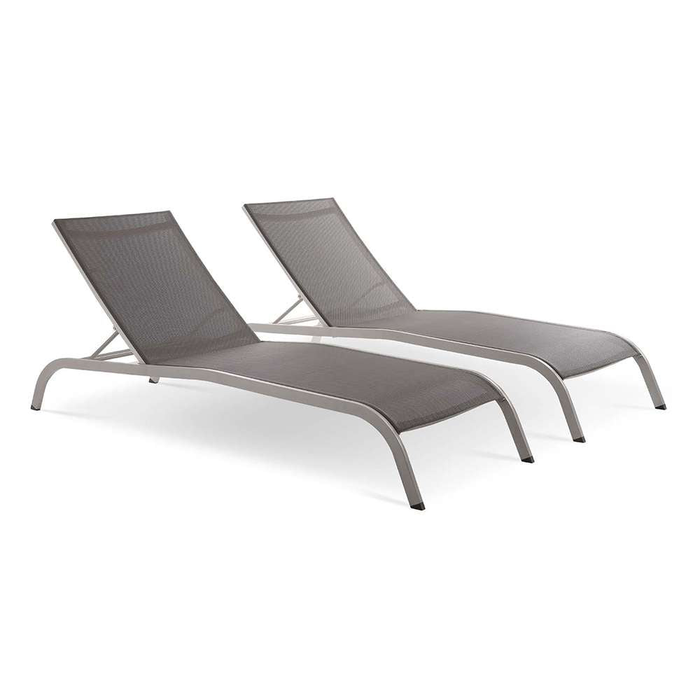 Modway - Savannah Outdoor Patio Mesh Chaise Lounge (Set of 2) - EEI-4005-GRY veiw 1