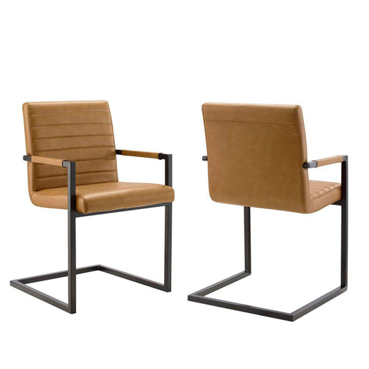 Modway - Savoy Vegan Leather Dining Chairs - (Set of 2) - EEI-4522-TAN veiw 2
