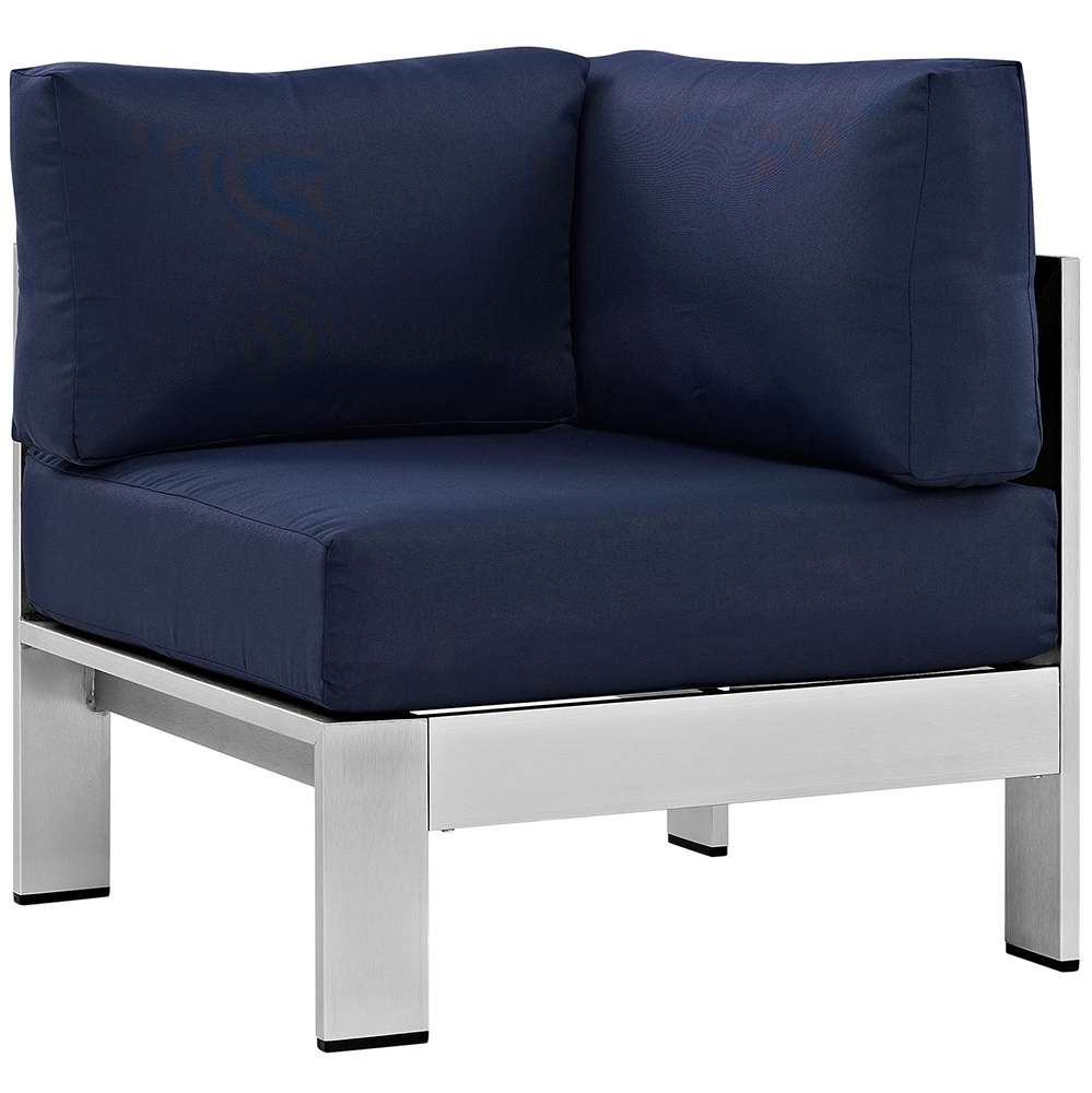 Modway - Shore Outdoor Patio Aluminum Corner Sofa - EEI-2264-SLV-NAV veiw 1
