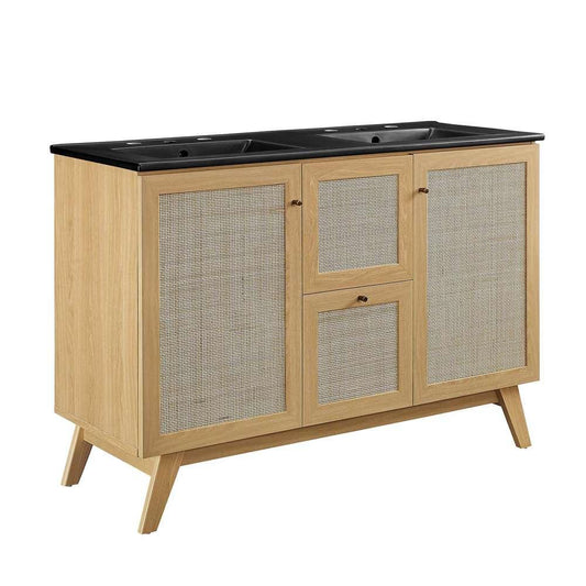 Modway - Soma 48in Double Sink Bathroom Vanity - EEI-6722-OAK-BLK veiw 2