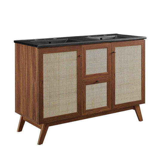 Modway - Soma 48in Double Sink Bathroom Vanity - EEI-6722-WAL-BLK veiw 2