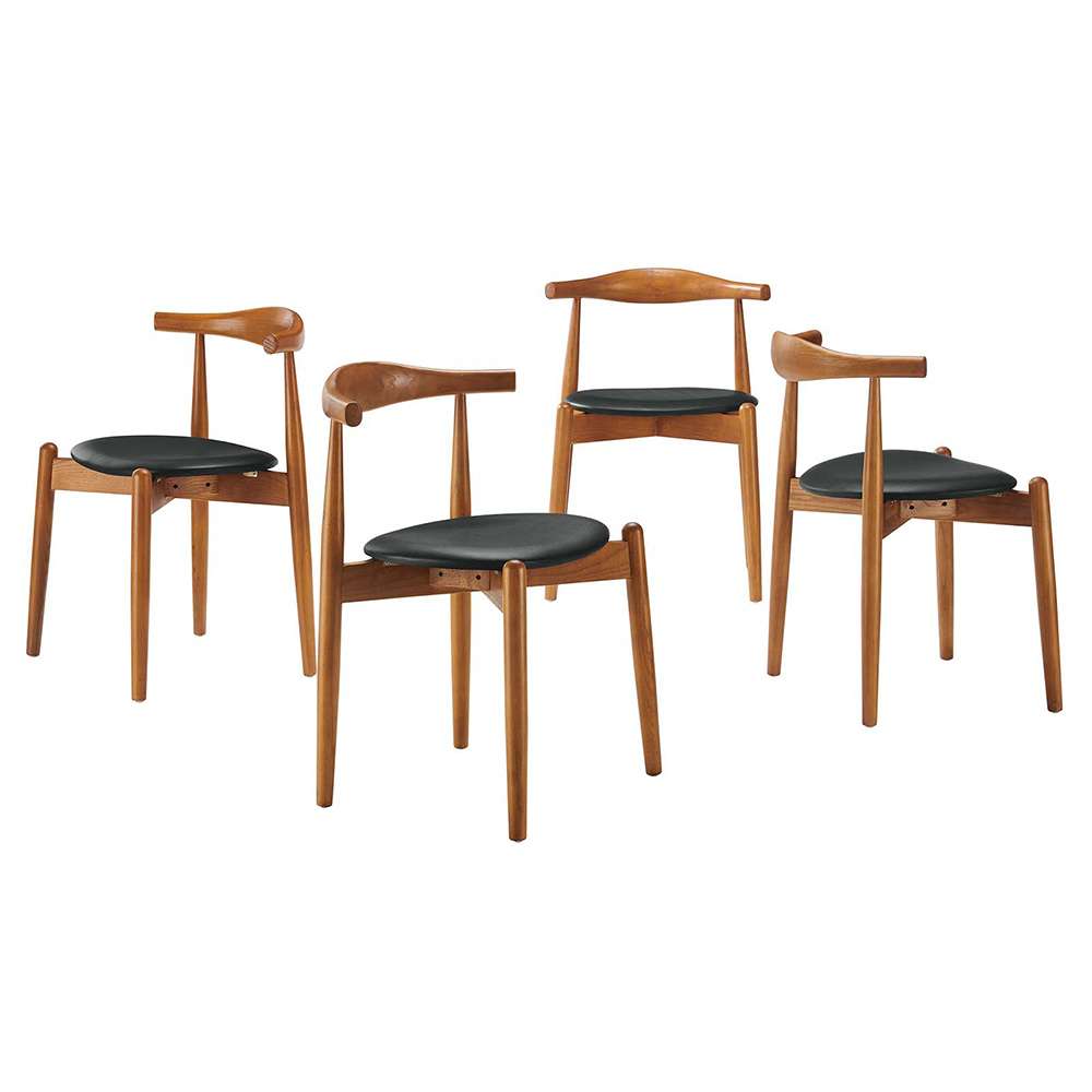 Modway - Stalwart Dining Side Chairs (Set of 4) in Dark Walnut Black - EEI-1378-DWL-BLK veiw 1