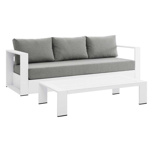 Modway - Tahoe Outdoor Patio Powder-Coated Aluminum 2-Piece Set - EEI-5750-WHI-GRY veiw 2