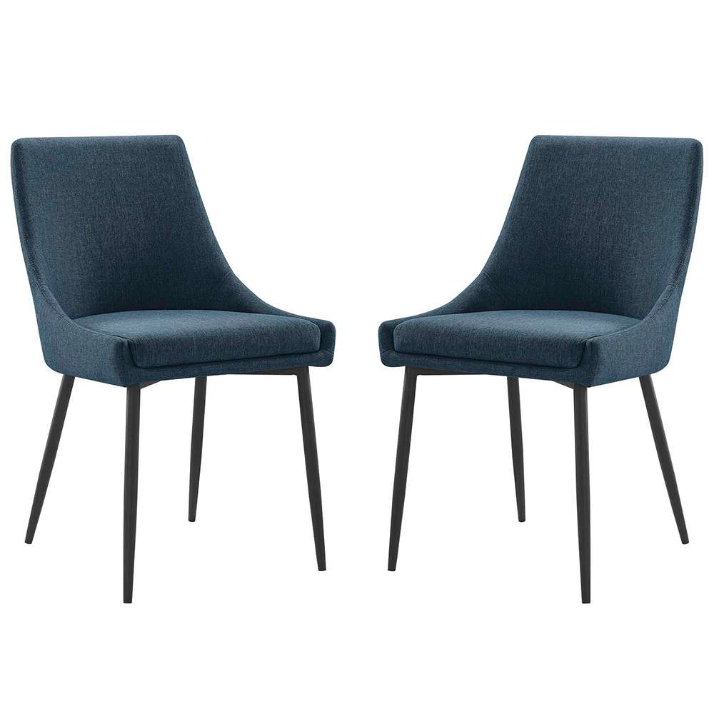 Modway - Viscount Upholstered Fabric Dining Chairs - (Set of 2) in Black Azure - EEI-3809-BLK-AZU veiw 1