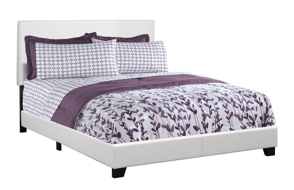 Monarch Specialties - Bed, Queen Size, Platform, Bedroom, Frame, Upholstered, Pu Leather Look, Wood Legs, White, Transitional - I-5911Q veiw 2