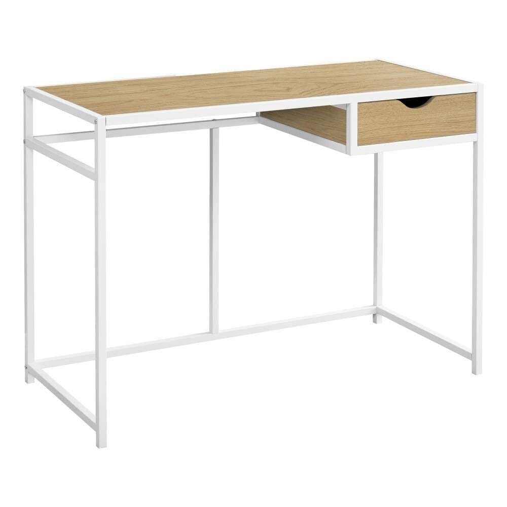 Monarch Specialties - Computer Desk, Home Office, Laptop, Storage Drawer, 42inL, Work, Metal, Laminate, Natural, White, Contemporary, Modern - I-7575 veiw 1