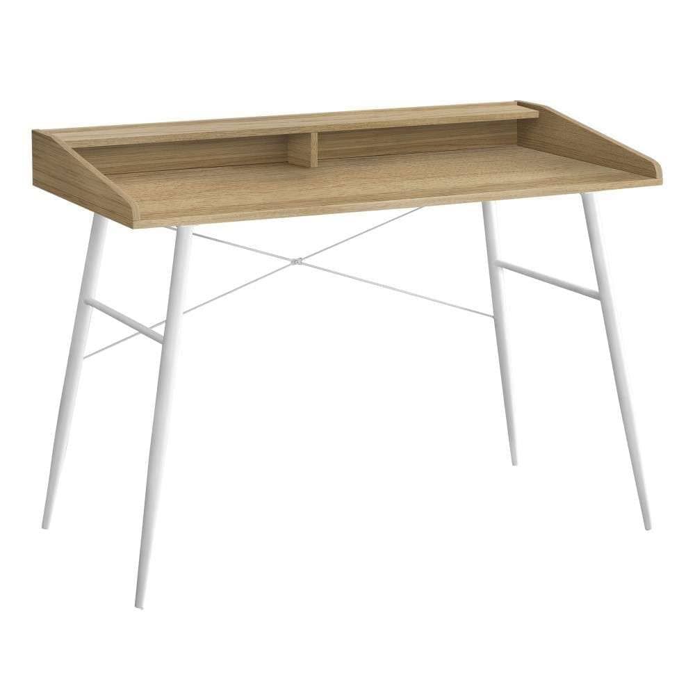 Monarch Specialties - Computer Desk, Home Office, Laptop, Storage Shelves, 48inL, Work, Metal, Laminate, Natural, White, Contemporary, Modern - I-7534 veiw 1