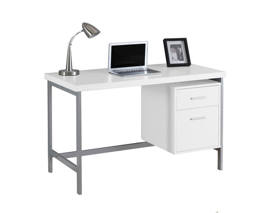 Monarch Specialties - Computer Desk, Home Office, Laptop, Left, Right Set-Up, Storage Drawers, 48inL, Work, Metal, Laminate, White, Grey, Contemporary, Modern - I-7149 veiw 2