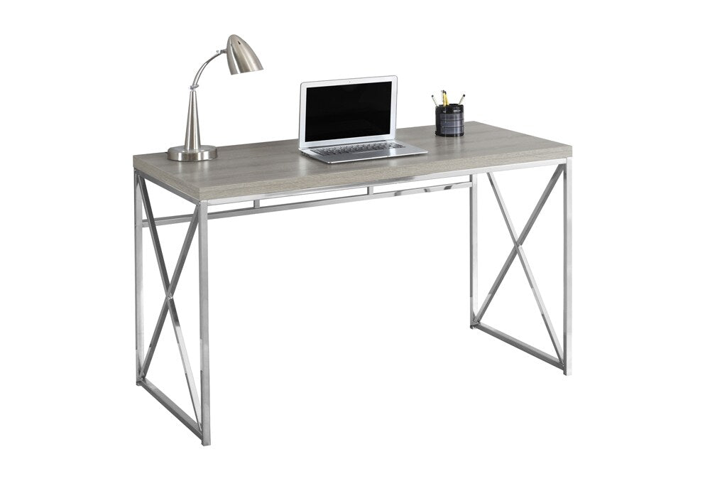 Monarch Specialties - Computer Desk, Home Office, Laptop, Work, Metal, Laminate, Brown, Chrome, Contemporary, Modern - I-7204 veiw 2