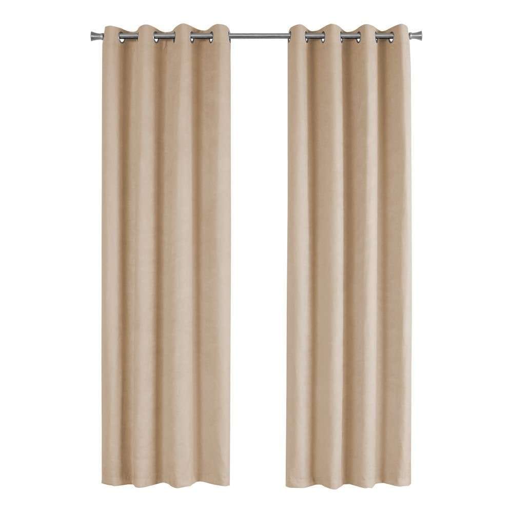 Monarch Specialties - Curtain Panel, 2Pcs Set, 54inW X 95inL, Room Darkening, Grommet, Living Room, Bedroom, Kitchen, Micro Suede, Polyester, Beige, Contemporary, Modern - I-9801 veiw 1