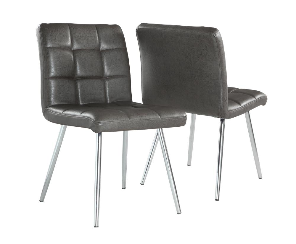 Monarch Specialties - Dining Chair, (Set of 2) Side, Upholstered, Kitchen, Dining Room, Pu Leather Look, Metal, Grey, Chrome, Contemporary, Modern - I-1072 veiw 2