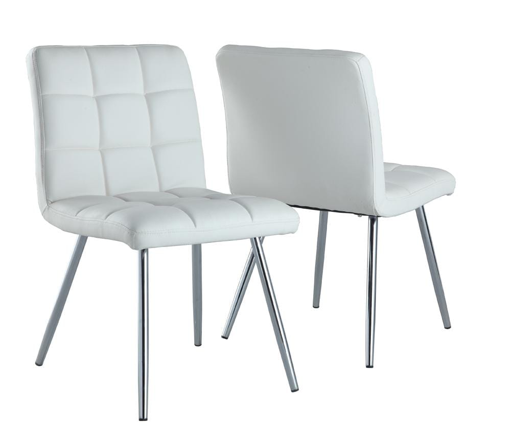 Monarch Specialties - Dining Chair, (Set of 2) Side, Upholstered, Kitchen, Dining Room, Pu Leather Look, Metal, White, Chrome, Contemporary, Modern - I-1071 veiw 2