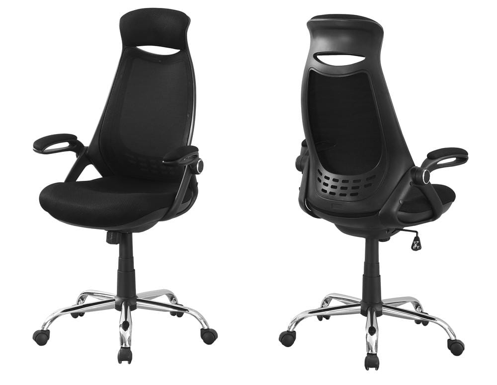 Monarch Specialties - Office Chair, Adjustable Height, Swivel, Ergonomic, Armrests, Computer Desk, Work, Metal, Mesh, Black, Chrome, Contemporary, Modern - I-7268 veiw 1