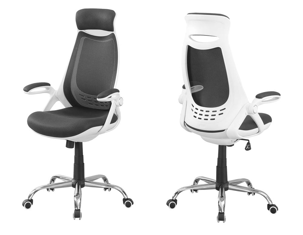 Monarch Specialties - Office Chair, Adjustable Height, Swivel, Ergonomic, Armrests, Computer Desk, Work, Metal, Mesh, White, Grey, Contemporary, Modern - I-7269 veiw 1