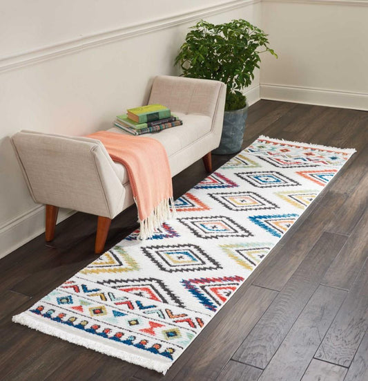 Nourison - Navajo NAV06 White Multicolor 22in x 79in Hallway Rug - NAV06-99446401588_CLOSEOUT veiw 2