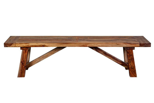 Porter Designs - Kalispell Solid Sheesham Wood Dining Bench, Natural - 07-116-01-PDU115H veiw 2