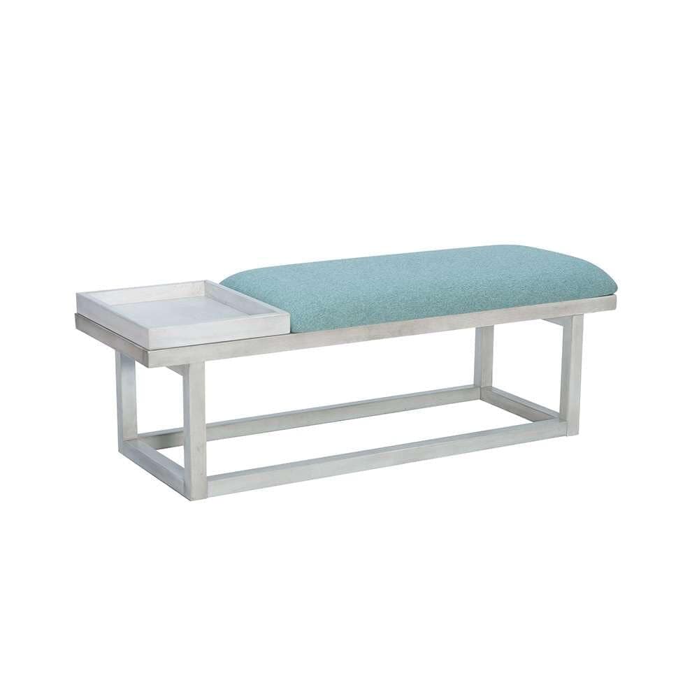 Powell Company - Georgia Bench With Tray Whitewash/Aqua - D1512LS23WHT veiw 1
