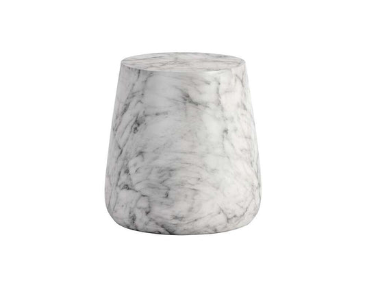 Sunpan - Solterra Aries Side Table - Marble Look - White - 106402 veiw 2