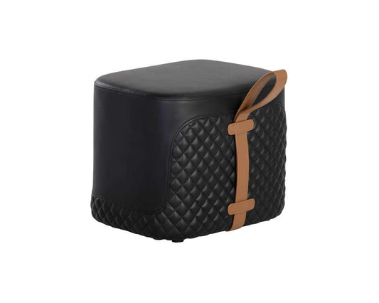 Sunpan - Ikon Axio Ottoman - Napa Black / Napa Cognac - 106070 veiw 2