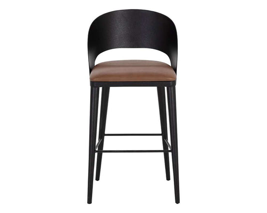 Sunpan - Dezirae Barstool - Black - Cognac Leather - 111051 veiw 2