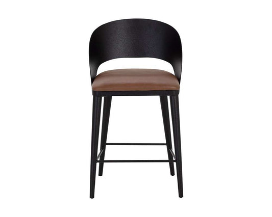 Sunpan - Dezirae Counter Stool - Black - Cognac Leather - 111043 veiw 2