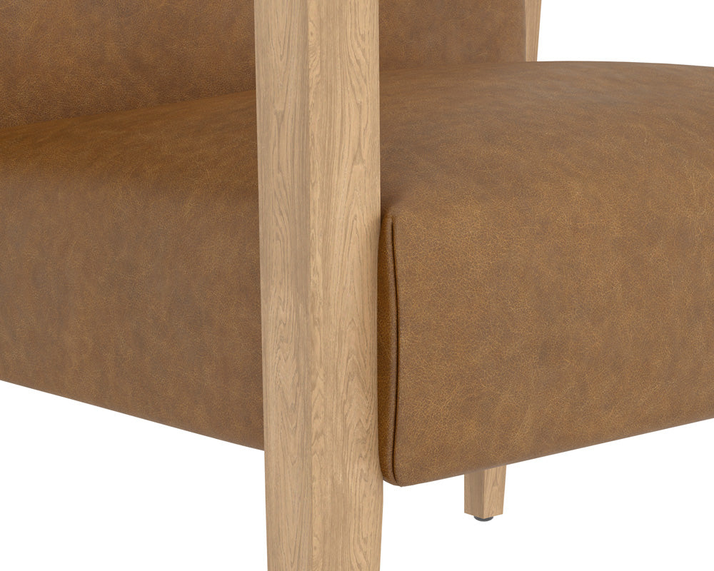 Sunpan - Westport Earl Lounge Chair - Rustic Oak - Ludlow Sesame Leather - 110602 view 9