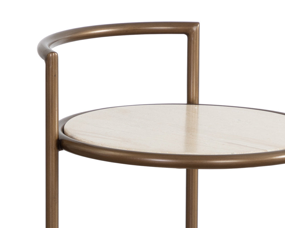 Sunpan - Parga End Table - Rustic Bronze - Travertine Look - 111256 view 7