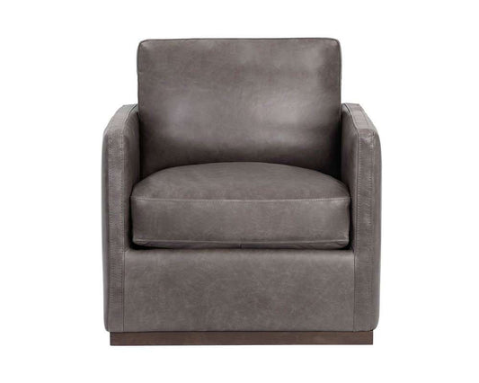 Sunpan - 5West Portman Swivel Lounge Chair - Marseille Concrete Leather - 106484 veiw 2