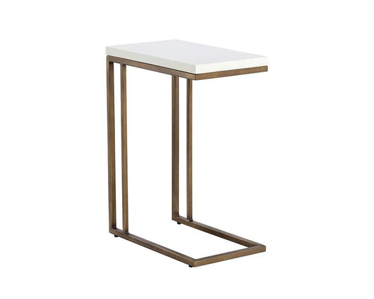 Sunpan - Solterra Sawyer End Table - Antique Brass - White - 108115 veiw 2