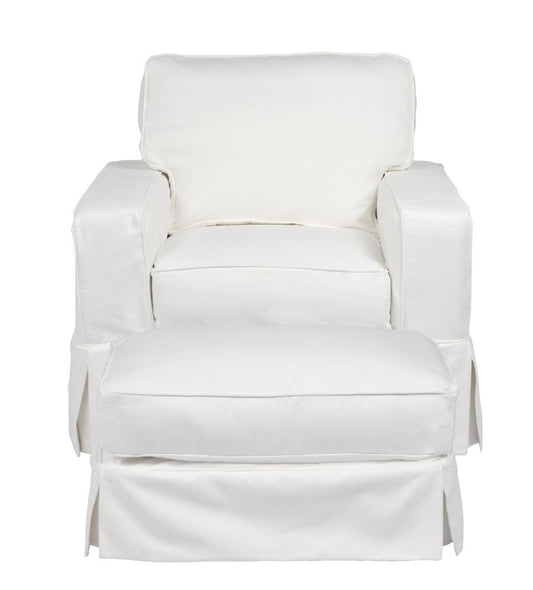 Sunset Trading - Americana Slipcover Set for Box Cushion Track Arm Chair and Ottoman - Performance Fabric - White - SU-108520SC-30-391081 veiw 3