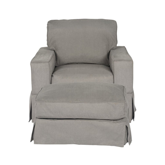 Sunset Trading - Americana Slipcovered Chair And Ottoman Performance Gray - SU-108520-30-391094 veiw 2