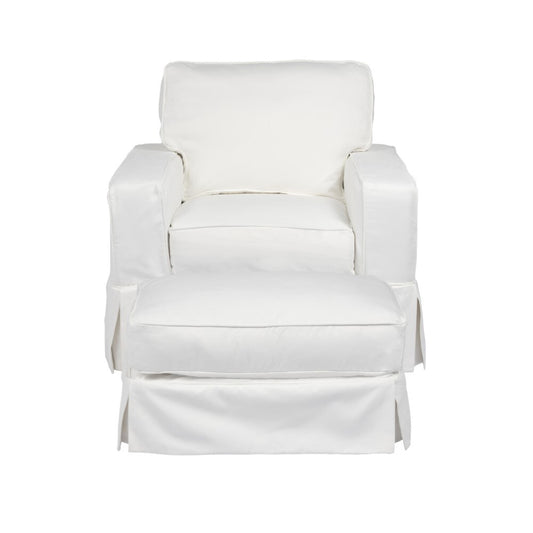 Sunset Trading - Americana Slipcovered Chair And Ottoman Performance White - SU-108520-30-391081 veiw 2