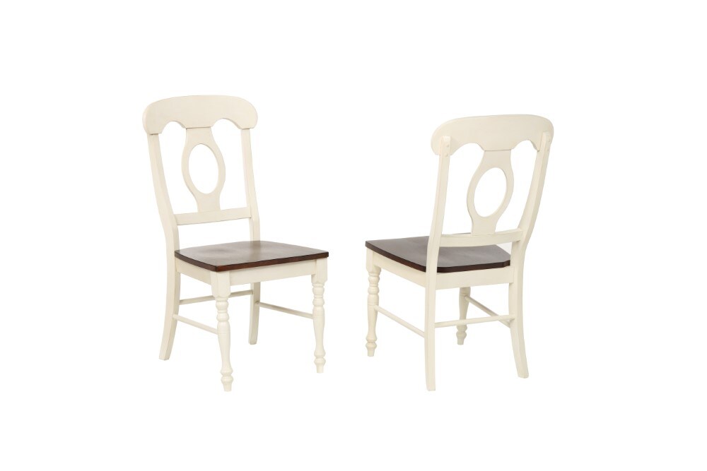 Sunset Trading - Andrews 3 Piece 42 Round Drop Leaf Dining Set In Antique White With Napoleon Chairs - DLU-ADW4242-C50-AW3PC veiw 6