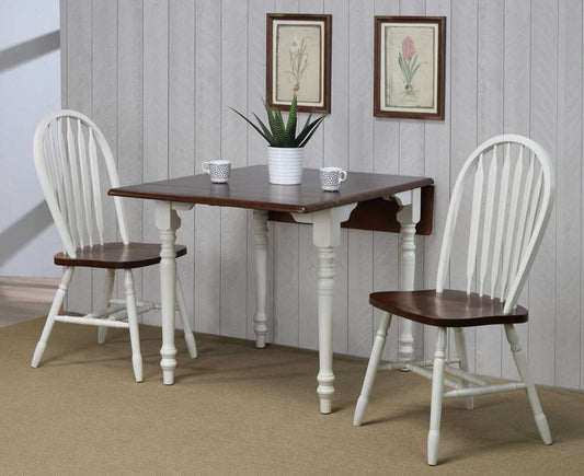 Sunset Trading - Andrews 3 Piece 48in Rectangular Dining Set Antique White with Distressed Chestnut Brown - PK-ADW3448-820-AW3P veiw 2
