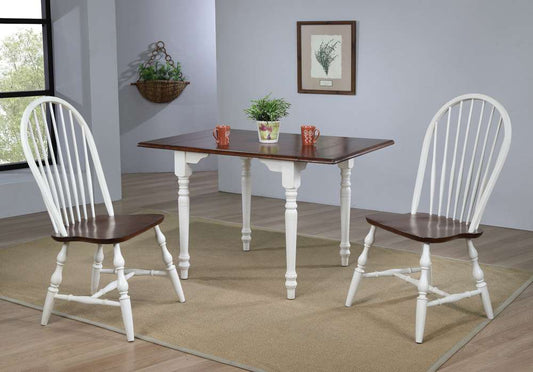 Sunset Trading - Andrews 3 Piece 48in Rectangular Dining Set Antique White with Distressed Chestnut Brown Spindleback Chairs - PK-ADW3448-C30-AW3P veiw 2