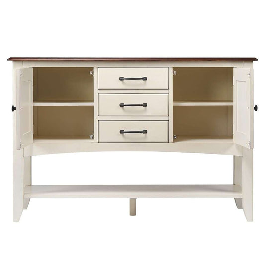 Sunset Trading - Andrews Sideboard with Large Display Shelf in Antique White and Chestnut Brown - DLU-ADW1122-SB-AW veiw 2
