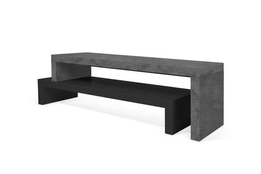 TEMAHOME - Cliff Tv Bench 120 - 120 in Concrete Look / Pure Black - 9000639579 veiw 2