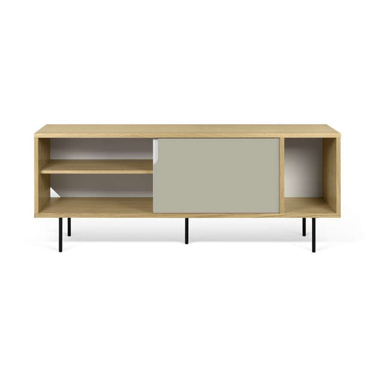 TEMAHOME - Dann 165 Sideboard with Steel Legs in Oak Frame, Pure White/Matte Grey Doors, Black Lacquered Steel Feet - 9500400513 veiw 2