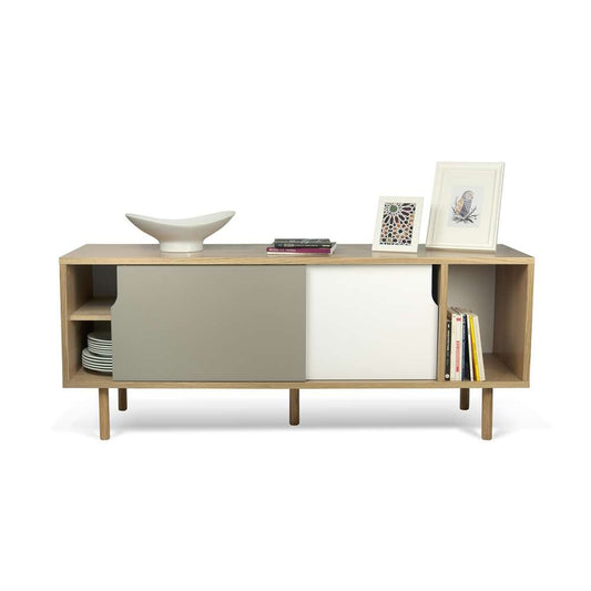TEMAHOME - Dann 165 Sideboard with Wood Legs in Oak Frame, Pure White/Matte Grey Doors, Oak Feet - 9500400537 veiw 2