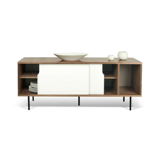 TEMAHOME - Dann 165 Sideboard with Wood Legs in Walnut Frame, Pure White Doors, Black Lacquered Steel Feet - 9500400490 veiw 2
