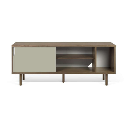 TEMAHOME - Dann 165 Sideboard with Wood Legs in Walnut Frame, Pure White/Matte Grey Doors, Walnut Feet - 9500400568 veiw 2