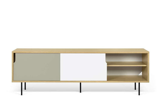 TEMAHOME - Dann Sideboard 201 with Steel Legs in Oak / Pure White & Matte Grey, Lacquered Black Steel - 9500401701 veiw 2