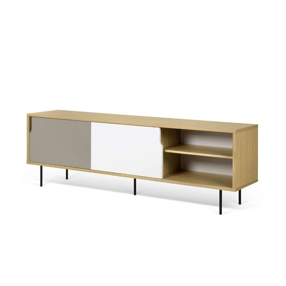 TEMAHOME - Dann Sideboard 201 with Steel Legs in Oak / Pure White & Matte Grey, Lacquered Black Steel - 9500401701 veiw 6