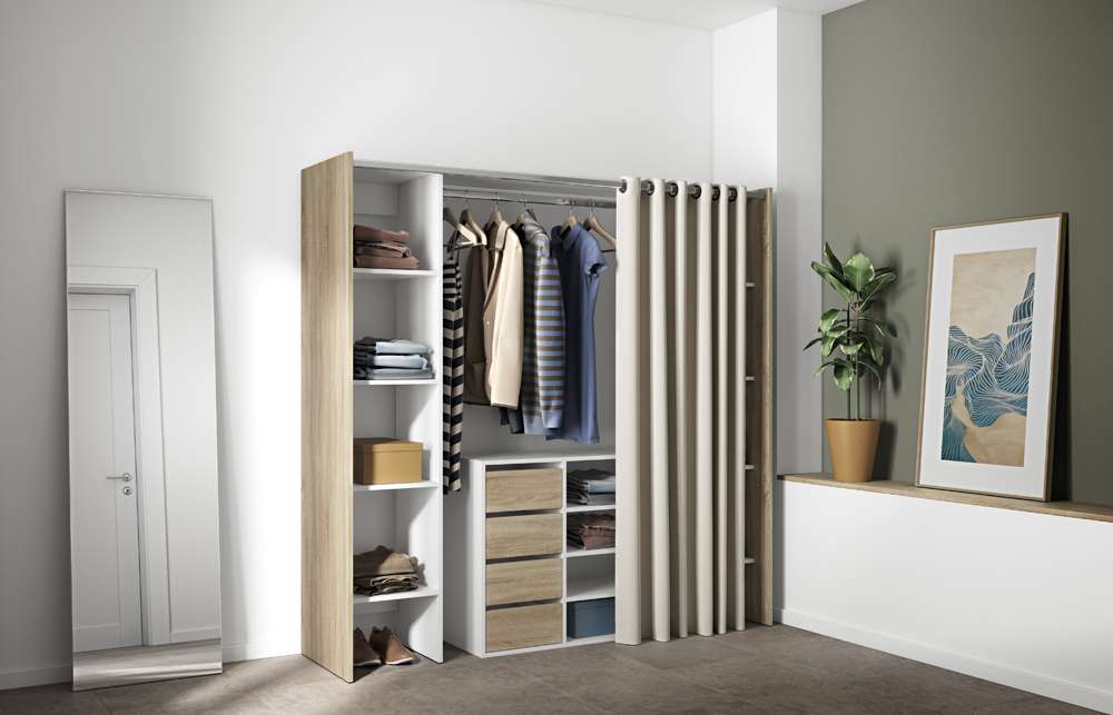 TEMAHOME - Tom Clothes Storage System - 2 Columns & Shoe Cabinet in Oak Color Color / Ecru - X4320X0377R00 veiw 8