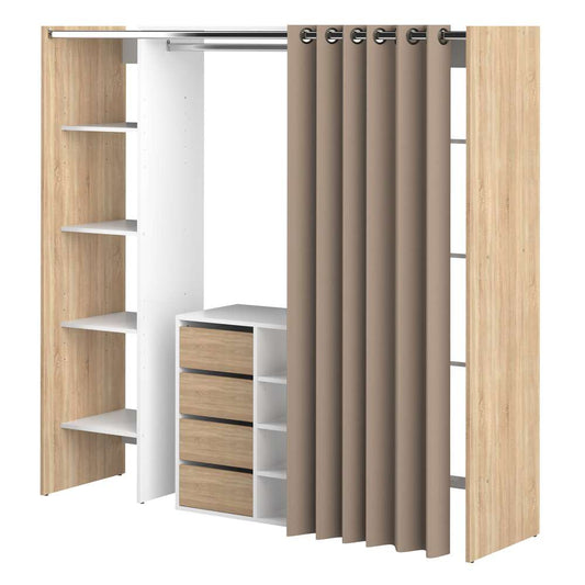 TEMAHOME - Tom Clothes Storage System - 2 Columns & Shoe Cabinet in Natural Oak Color, White / Taupe - X4320X0391R00 veiw 2