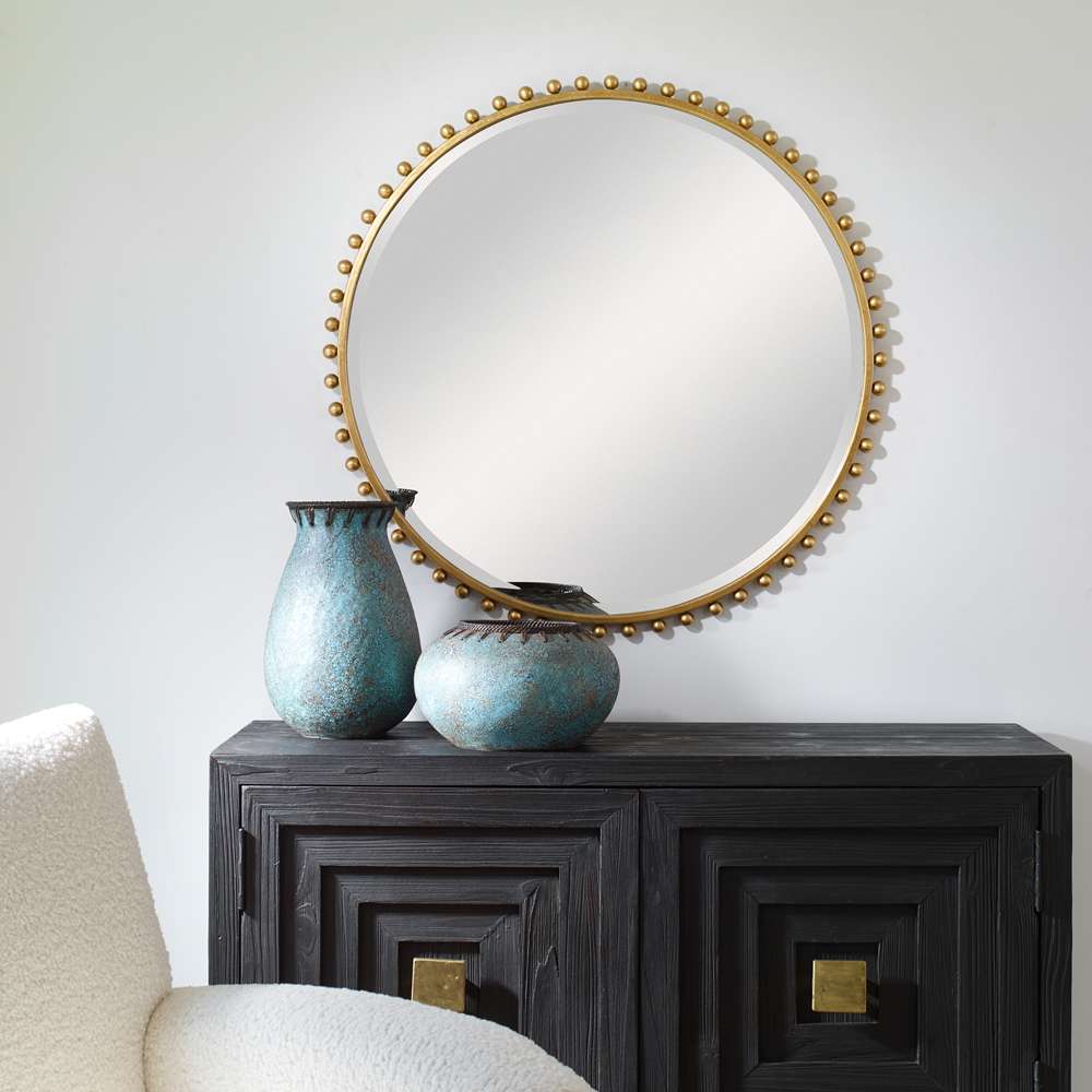 Uttermost - Taza Gold Round Mirror - 09777 veiw 4