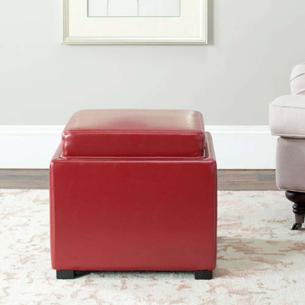 Safavieh - Bobbie Ottoman - Red - HUD4006R veiw 1
