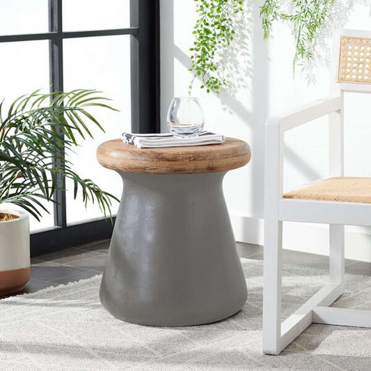 Safavieh - Button In/Outdoor Accent Stool - Dark Grey - VNN1005A veiw 2