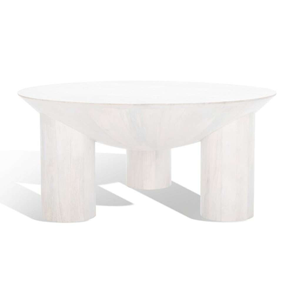 Safavieh - Calhoun Round Wood Coffee Tablle - White Washed - SFV9705B veiw 4