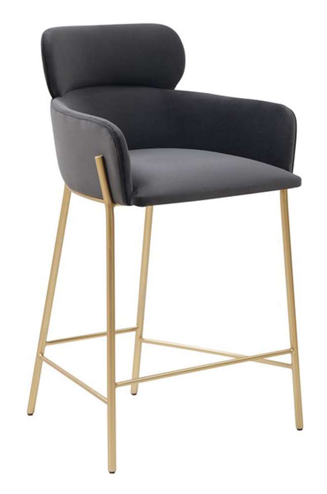 Safavieh - Charlize Velvet Counter Stool - Dark Grey - Gold - SFV4756B veiw 3